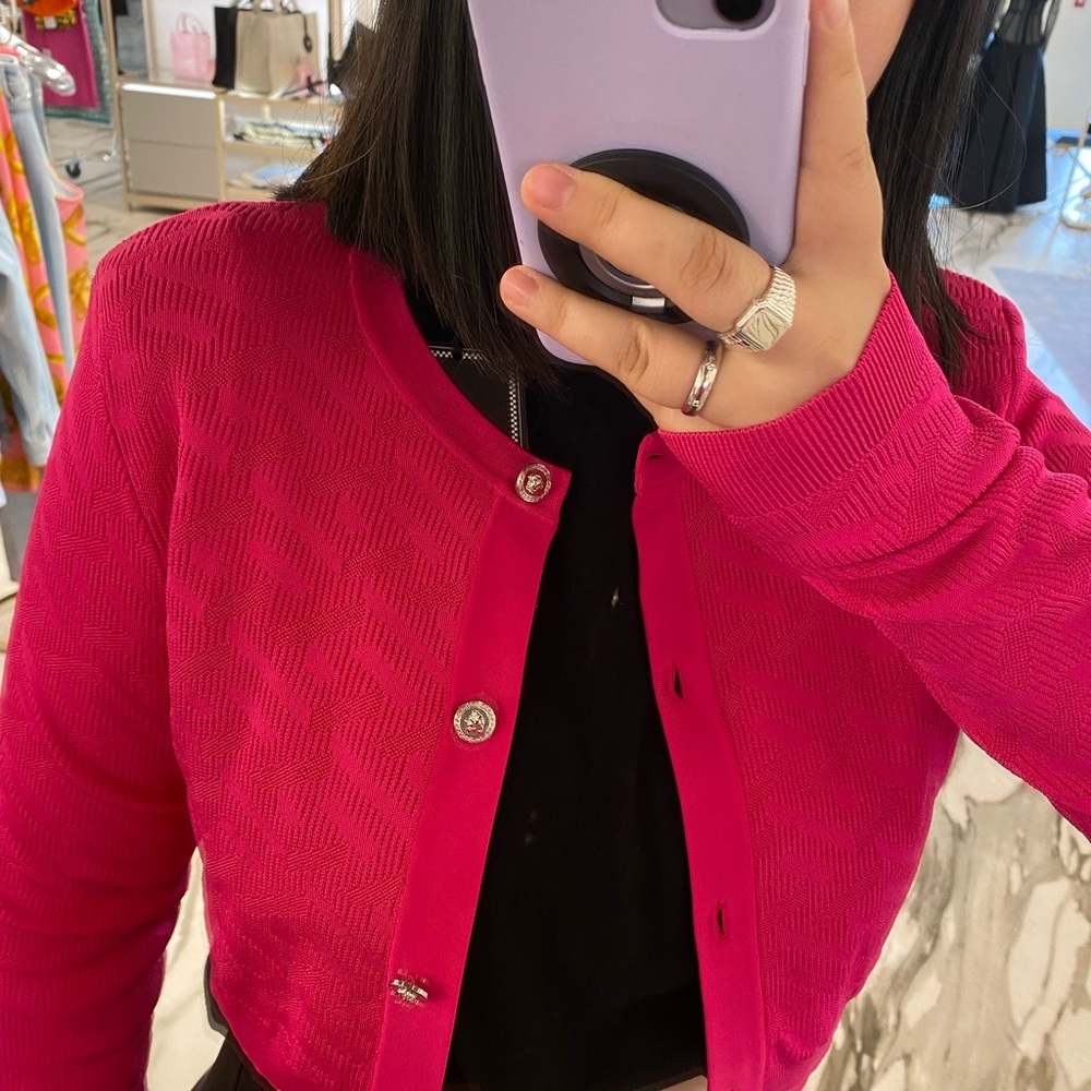 Versace pink cardigan with silver Medusa button(limited edition) - Picture 3 of 5